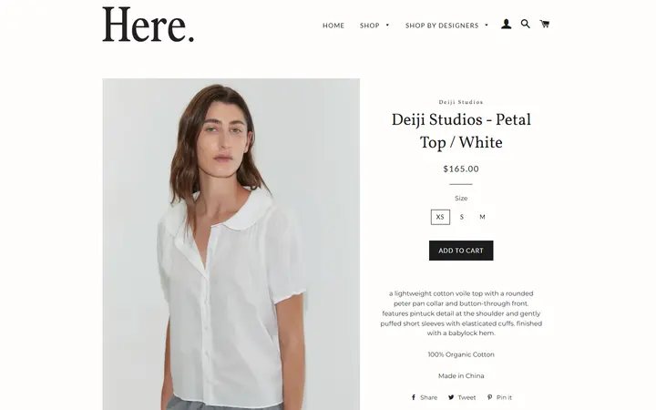 Deiji Studios - Petal Top / White – Here.