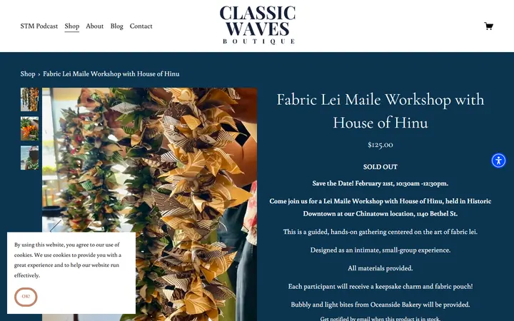 Fabric Lei Maile Workshop with House of Hinu — CLASSIC WAVES
