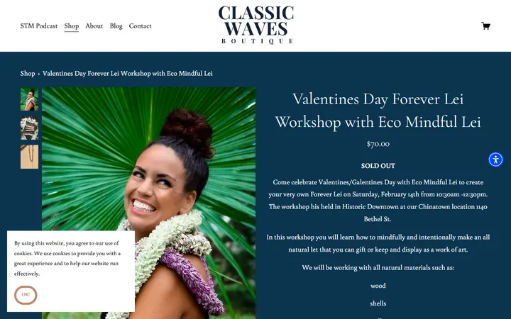 Valentines Day Forever Lei Workshop with Eco Mindful Lei — CLASSIC WAVES