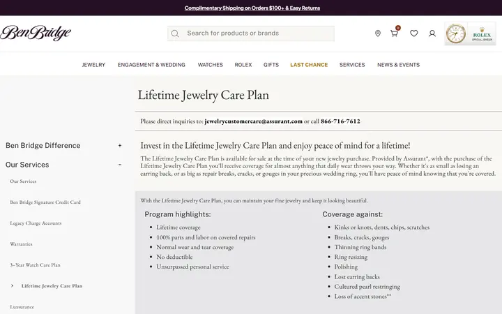 Lifetime Jewelry Care Plan | Ben Bridge Jeweler