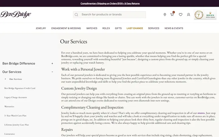 Our Services | Ben Bridge Jeweler