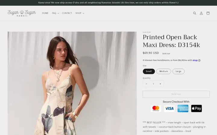 Printed Open Back Maxi Dress: D3154k – Sugar Sugar Hawaii