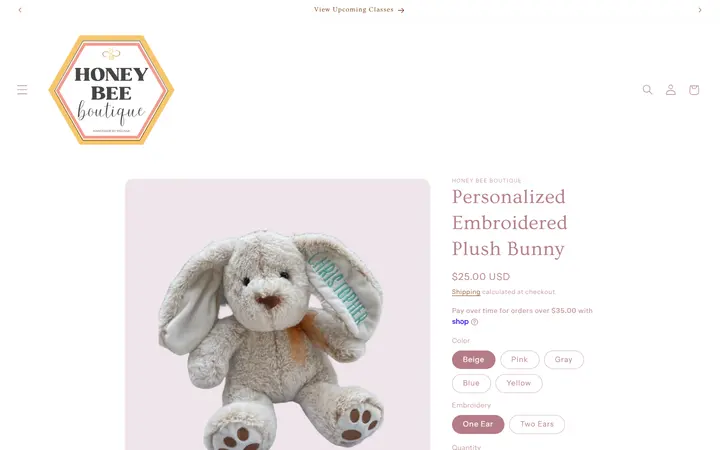 Personalized Embroidered Plush Bunny – Honey Bee Boutique