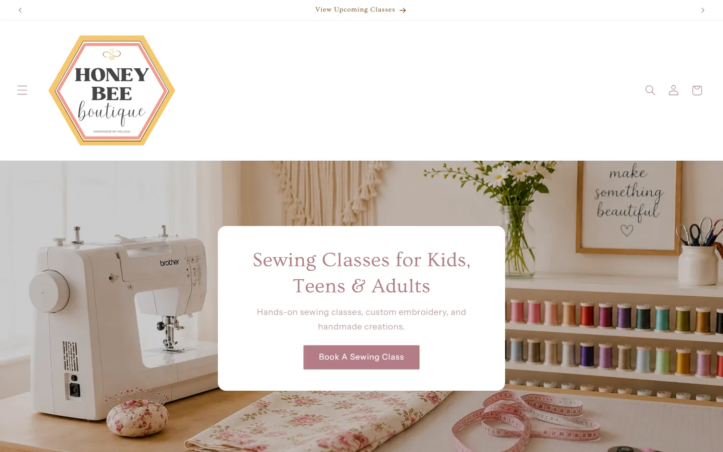 Captured website of Honey Bee Boutique