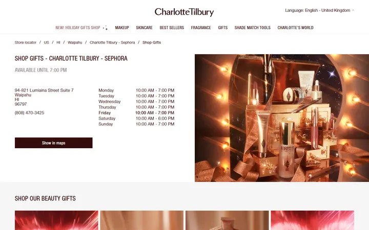 Charlotte Tilbury Sephora Discover Charlotte's Beauty Gifts in Waipahu, HI