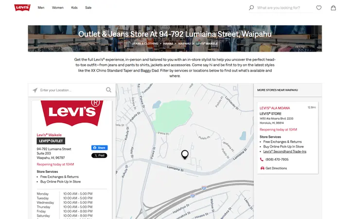 Outlet & Jeans Store Near You in 94-792 Lumiaina Street, Waipahu | Levi's® 400