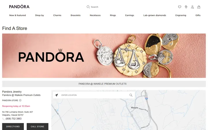 Pandora Jewelry Store in Waipahu HI | Pandora Jewelry Pandora @ Waikele Premium Outlets