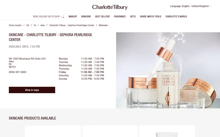 Skincare - Charlotte Tilbury Sephora Pearlridge Center