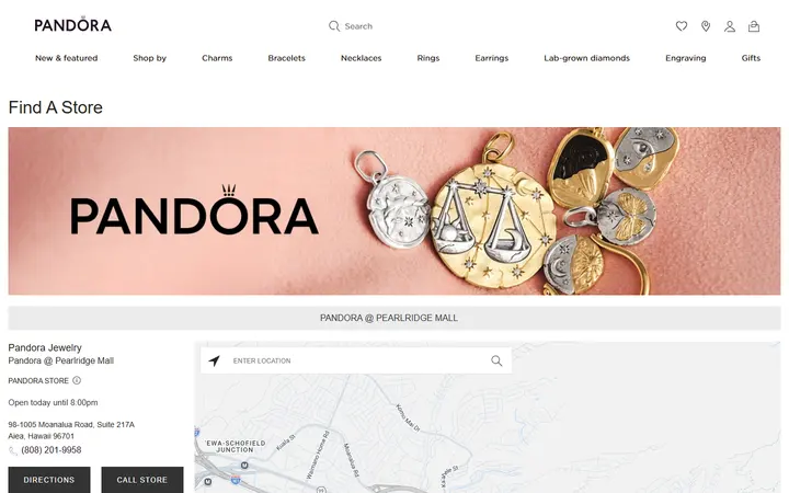 Pandora Jewelry Store in Aiea HI | Pandora Jewelry Pandora @ Pearlridge Mall