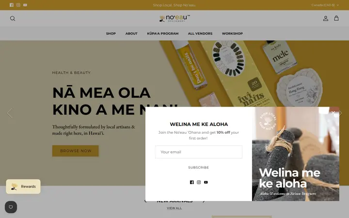 Website of Noʻeau Designers - Ka Makana Aliʻi
