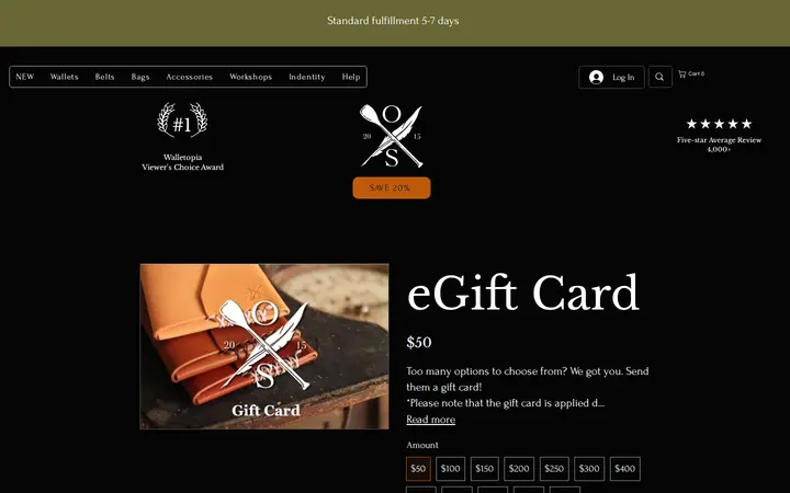 /gift-card — Open Sea Leather Co. (Now Hook and Hide on the corner)
