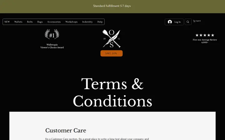 /terms-and-conditions — Open Sea Leather Co. (Now Hook and Hide on the corner)
