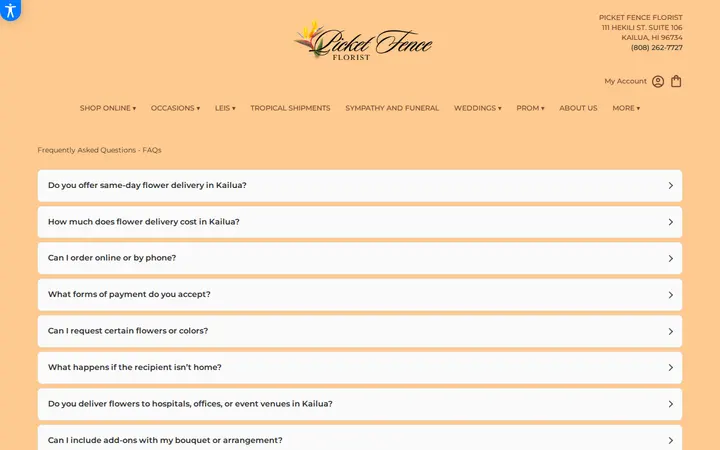 /faq — Picket Fence Florist