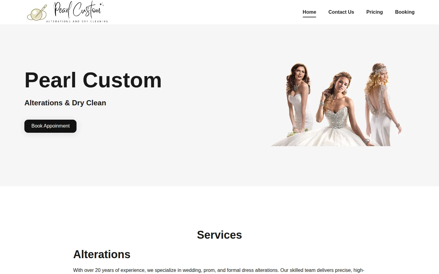 Captured website of Pearl Custom