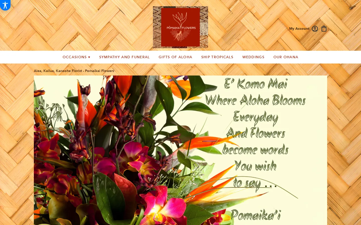 Captured website of Pōmaikaʻi Flowers & Gifts of Aloha