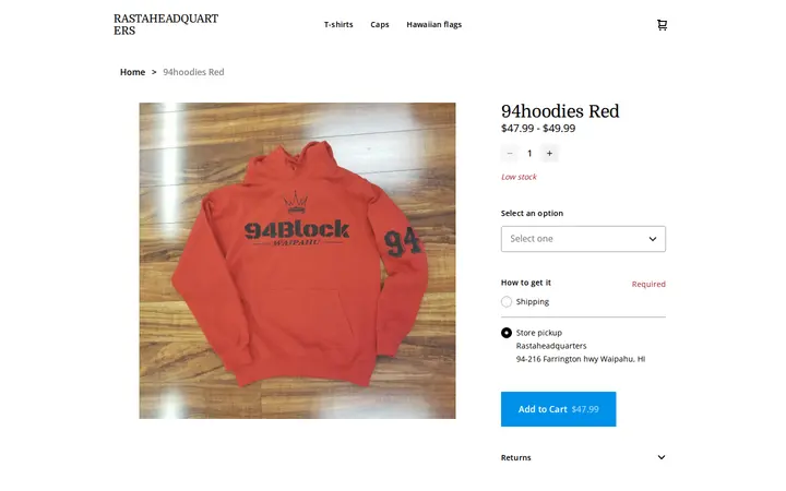 /product/94hoodies-red/30 — Rasta Headquarters