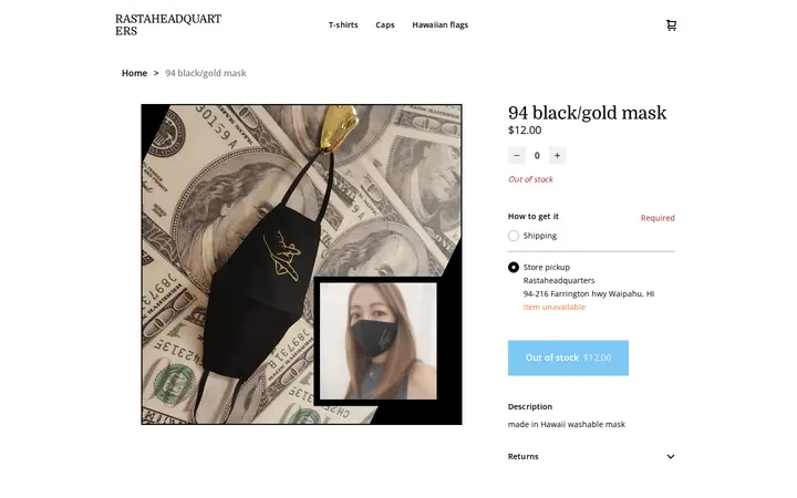 /product/94-black-gold-mask/61 — Rasta Headquarters