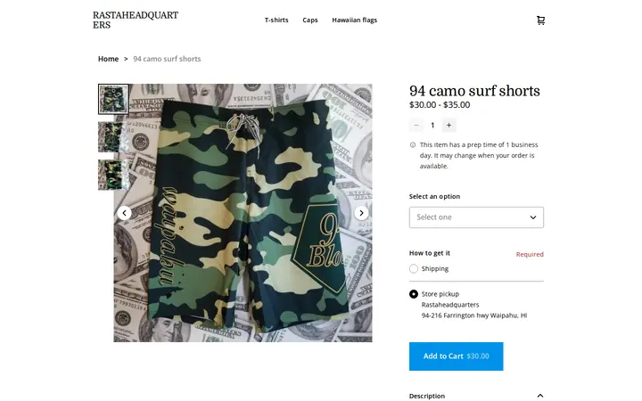 /product/94-camo-surf-shorts/94 — Rasta Headquarters
