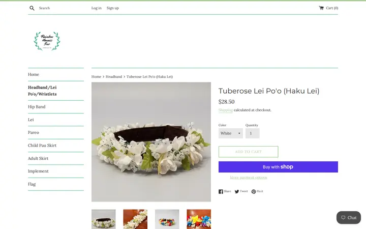 /collections/headband/products/tuberose-lei-poo-haku-lei-1 — Rainbow Hawaii Muumuu Factory