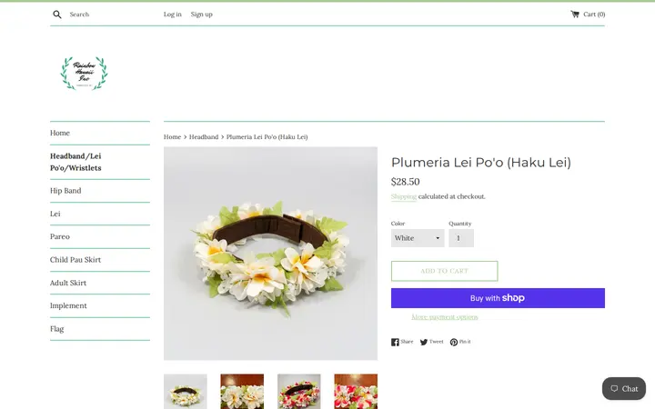 /collections/headband/products/plumeria-lei-poo-haku-lei — Rainbow Hawaii Muumuu Factory