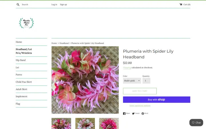 /collections/headband/products/plumeria-with-spider-lily-headband-elastic — Rainbow Hawaii Muumuu Factory
