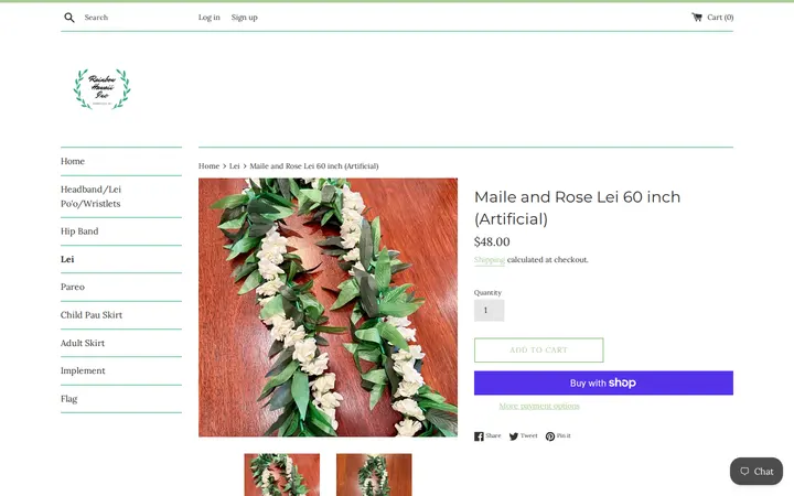 /collections/hawaiian-lei/products/maile-with-rose-lei-60-inch-artificial — Rainbow Hawaii Muumuu Factory