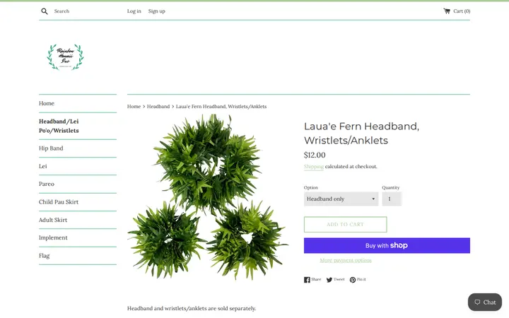 /collections/headband/products/lauae-fern-headband-wristlets-anklets — Rainbow Hawaii Muumuu Factory