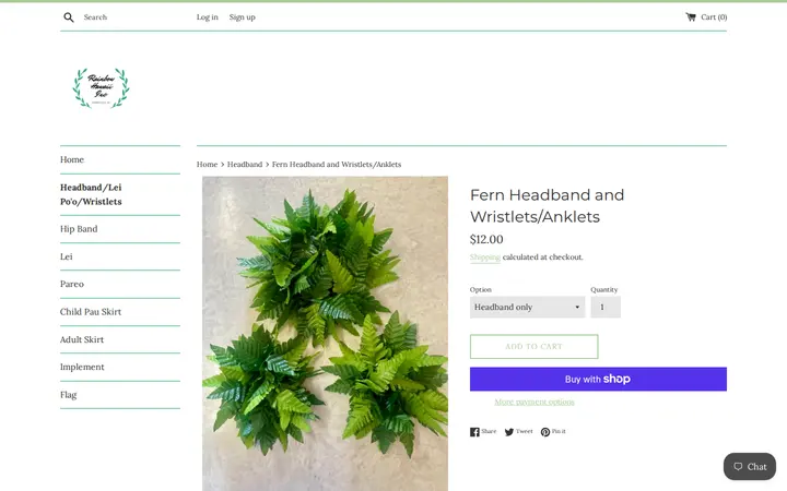 /collections/headband/products/fern-headband-and-wristlets-anklets — Rainbow Hawaii Muumuu Factory