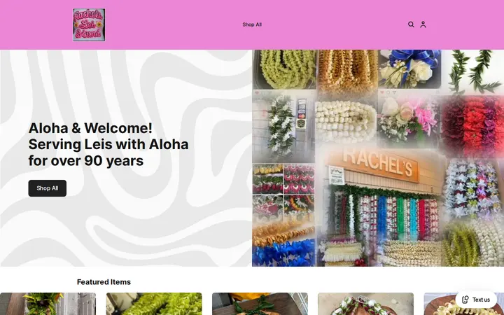 Website of Rachel's Lei Stand