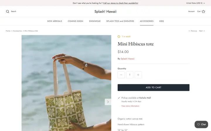 /collections/accessories/products/mini-hibiscus-tote — Splash! Hawaii Kailua