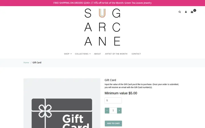 /store/gift-card — Sugarcane Shop