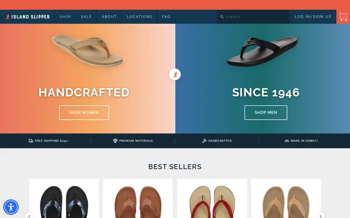 Website of Island Slipper at Royal Hawaiian Center