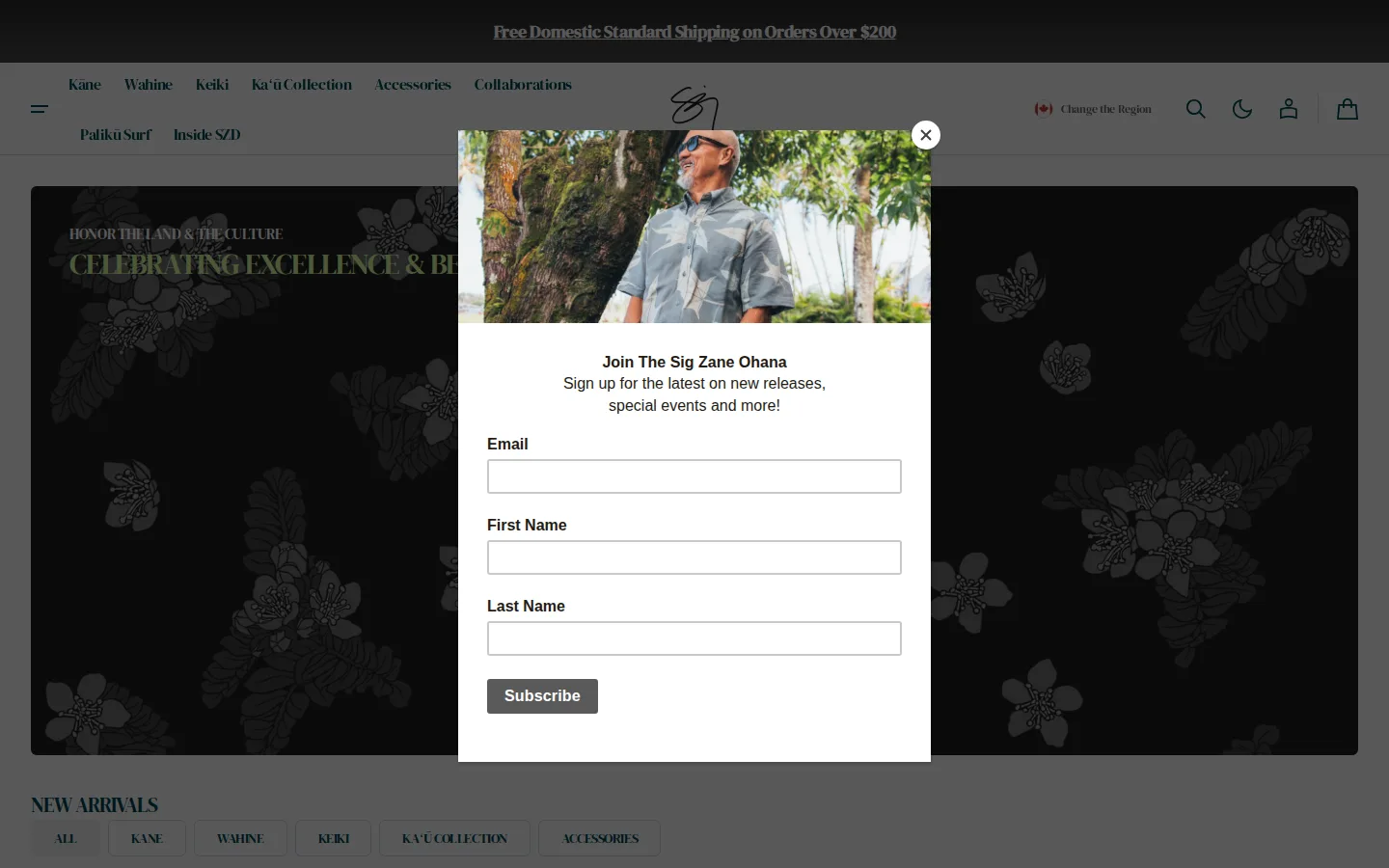 Captured website of Sig on Smith