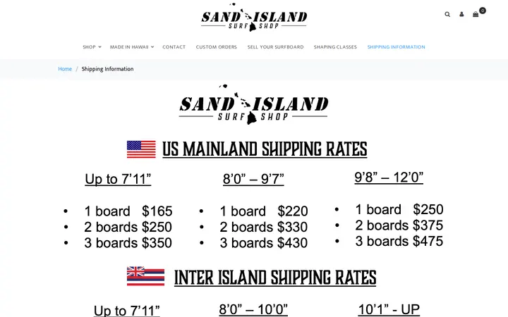 /store/Shipping%20Information — Sand Island Surf Shop