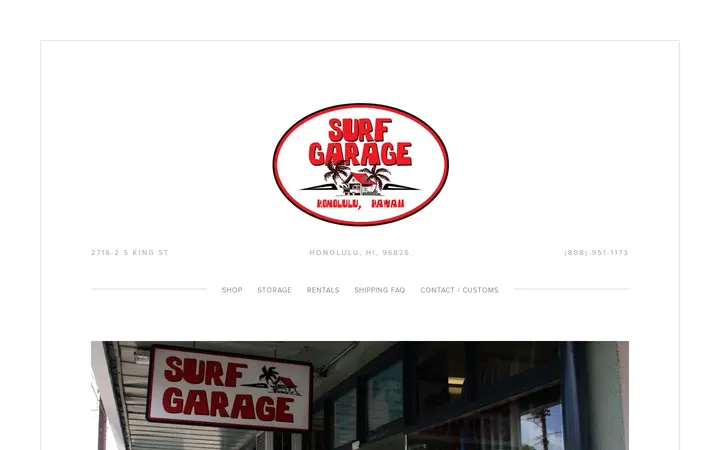 Website of Surf Garage