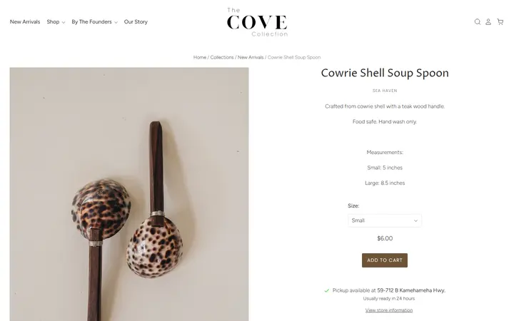 /collections/new-collection/products/cowrie-shell-teak-soup-spoon — The Cove Collection Reef