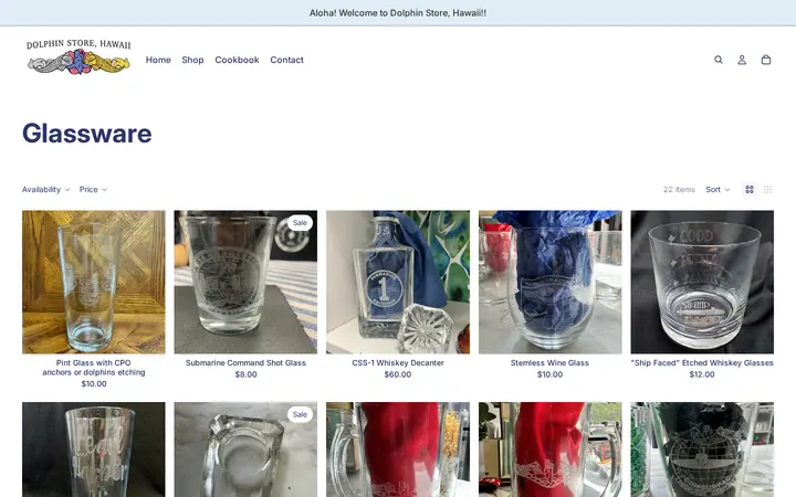 /collections/glassware — Dolphin Store, Hawaii