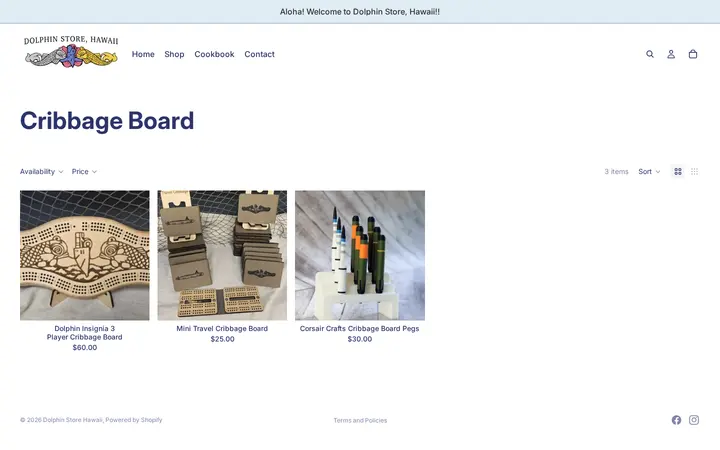 /collections/cribbage-board — Dolphin Store, Hawaii