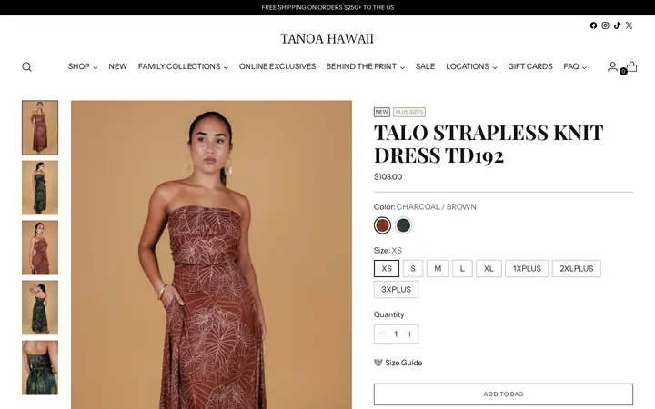 /collections/new-arrivals/products/talo-strapless-knit-dress-td192 — Tanoa Hawaii - Ala Moana