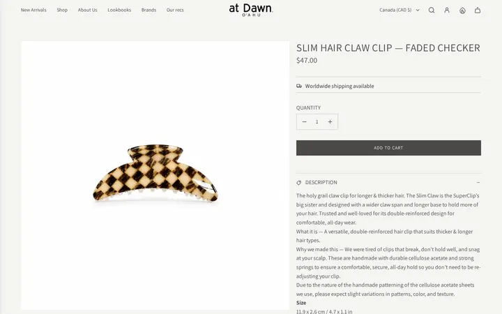/collections/new-arrivals/products/slim-hair-claw-clip-faded-checker — at Dawn. O'AHU