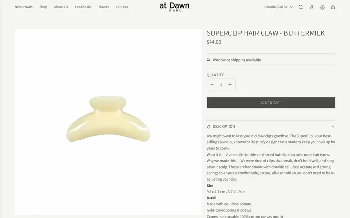 /collections/new-arrivals/products/superclip-hair-claw-buttermilk — at Dawn. O'AHU
