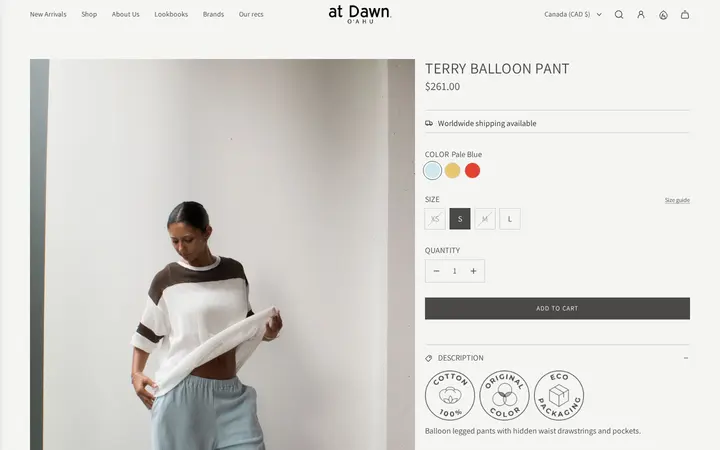 /collections/new-arrivals/products/terry-balloon-pant — at Dawn. O'AHU