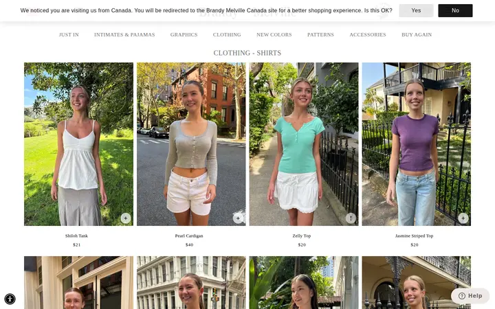 /collections/clothing-shirts — Brandy Melville