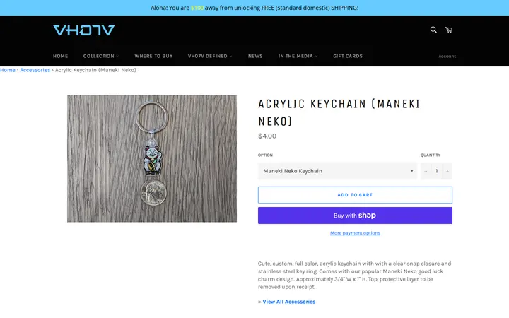 /collections/accessories/products/acrylic-keychain-maneki-neko — VH07V (Aloha Revolution) - Kaimuki