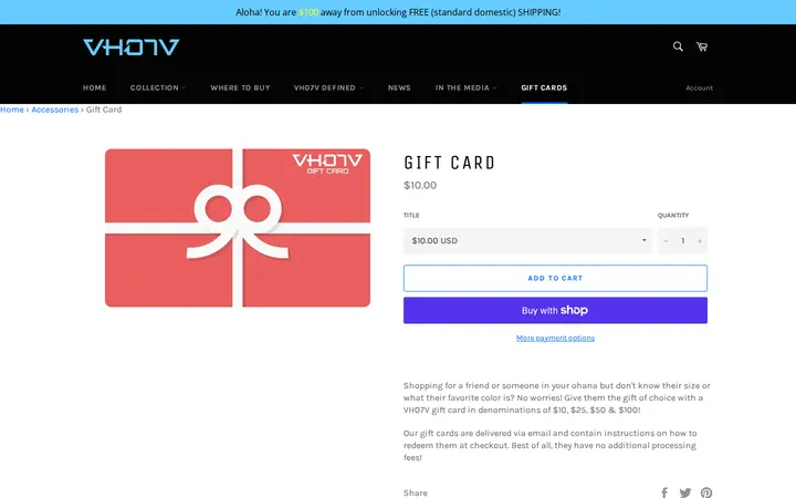 /collections/accessories/products/gift-card — VH07V (Aloha Revolution) - Kaimuki