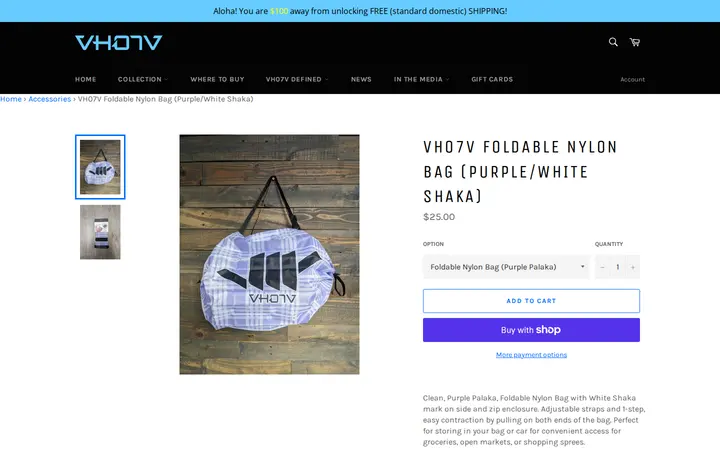 /collections/accessories/products/vh07v-foldable-nylon-bag-purple-white-shaka — VH07V (Aloha Revolution) - Kaimuki