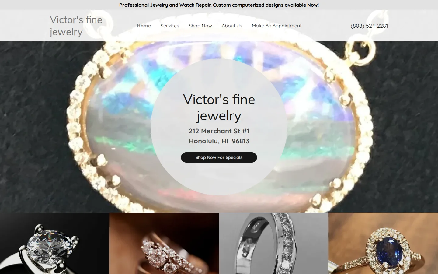 Captured website of victorsfinejewelryhawaii