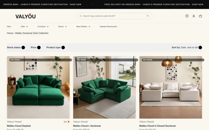 /collections/malibu-sectional-sofa-collection — Valyou Hawaii