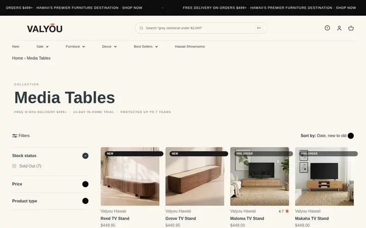 /collections/media-tables — Valyou Hawaii