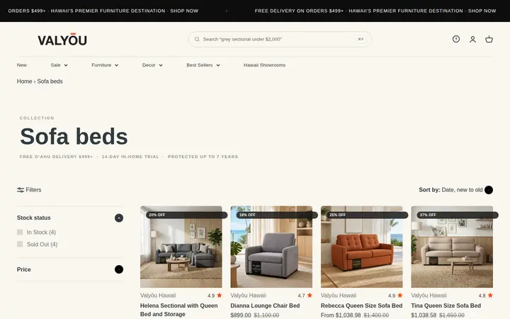 /collections/sofa-beds — Valyou Hawaii